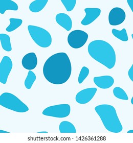 Seamless patterns with abstract stones, organic shapes in blue colors.