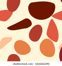 Seamless patterns with abstract stones, organic shapes in brown colors.