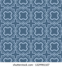 Seamless Patterns, AbstractGeometric Texture. Ornament For Interior Design, Greeting Cards, Birthday Or Wedding Invitations, Paper Print. Ethnic Background In East Style. Pastel blue color.