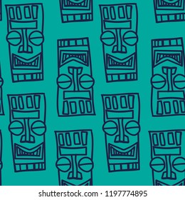 seamless patterns in the African style. Background with masks spirits. Vector illustration.