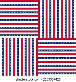 Seamless Patterns. American Patriotic Stars And Stripes Pattern In Vintage Colors. Holiday Graphic Design. USA Independence Day Or Presidents Day Star Pattern In American Flag Colors.