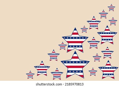 Seamless patterns. American patriotic stars and stripes pattern in vintage colors. Holiday graphic design. USA Independence Day or Presidents Day star pattern in American flag colors.