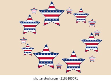 Seamless patterns. American patriotic stars and stripes pattern in vintage colors. Holiday graphic design. USA Independence Day or Presidents Day star pattern in American flag colors.