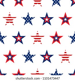 Seamless patterns with American Stars, Pattern with USA flag symbols. Vector illustration