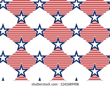 Seamless patterns with American Stars, Pattern with USA flag symbols. 4th of July, Independence Day pattern for banner. Vector illustration