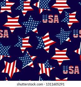 Seamless patterns with American Stars, Pattern with USA flag symbols. Vector illustration