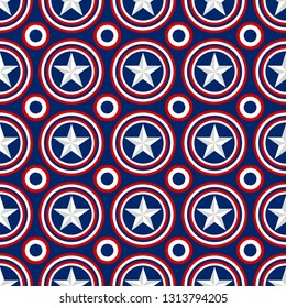 Seamless patterns with American Stars, Pattern with USA flag symbols. USA Independence day. Vector illustration