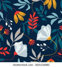 Seamless patterns of Anthurium, Colorful with dark background in modern style 