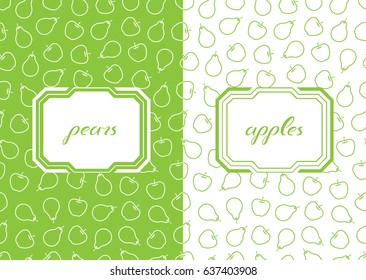 Seamless patterns with apples and pears