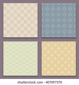 Seamless patterns in Arabian style. Retro colors. Set of vector backgrounds