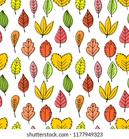 Seamless patterns of autumn leaves. Elegant and beautiful leaflets and plant elements.