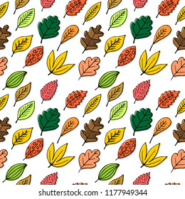 Seamless patterns of autumn leaves. Elegant and beautiful leaflets and plant elements.