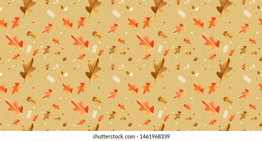 Seamless patterns autumn orange yellow background for print web decoration