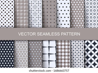 Seamless patterns autumn polka dots set. Vector illustration