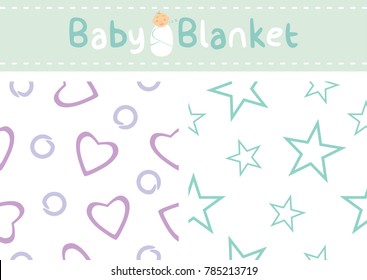 Seamless patterns for baby blanket design. Vector
