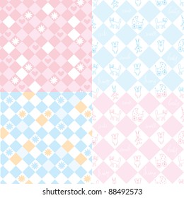 Seamless patterns for the baby in pink and blue