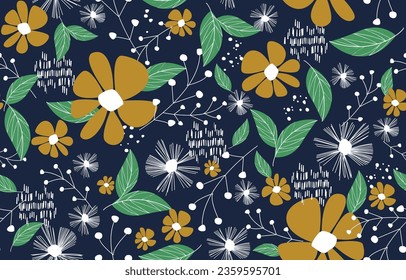 Seamless patterns  for background vector illustration with flowers ,leaf and floral. 
design for paper, fabric cover, interior decoration ,blanket,pillow,t-shirt,
fashion design,wallpaper and print de