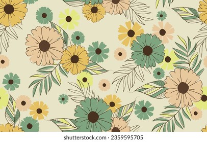 Seamless patterns  for background vector illustration with flowers ,leaf and floral. 
design for paper, fabric cover, interior decoration ,blanket,pillow,t-shirt,
fashion design,wallpaper and print de