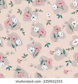 Seamless patterns  for background vector illustration with flowers ,leaf and floral. 
design for paper, fabric cover, interior decoration ,blanket,pillow,t-shirt,
fashion design,wallpaper and print de