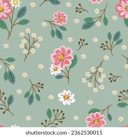 Seamless patterns  for background vector illustration with flowers ,leaf and floral. 
design for paper, fabric cover, interior decoration ,blanket,pillow,t-shirt,
fashion design,wallpaper and print 