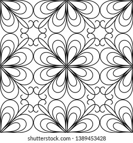 Seamless patterns, backgrounds and wallpapers for your design. Textile ornament. Vector illustration. Stylish geometric texture in black and white colors. Abstract floral ornament. 