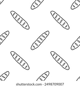 Seamless patterns of Baguettes cartoon doodle.