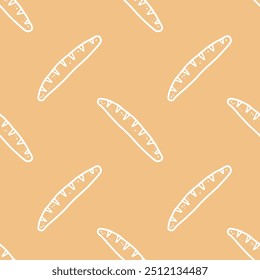 Seamless patterns of Baguettes cartoon doodle.