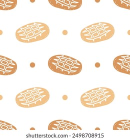 Seamless patterns of Bakery bread cartoon doodle.