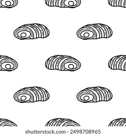 Seamless patterns of Bakery bread cartoon doodle.