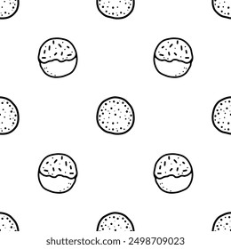 Seamless patterns of Bakery bread cartoon doodle.