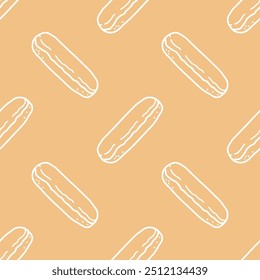 Seamless patterns of Bakery bread cartoon doodle.