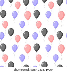 Seamless patterns with balloons on the white background for birthday, party, celebration. Perfect for wallpaper, wrapping paper, scrapbook, textile and other design. 