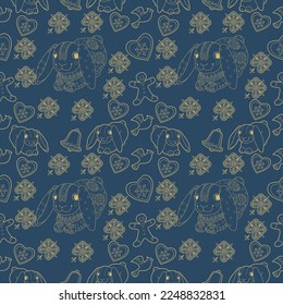 Seamless patterns. Beautiful flying birds. Textile background. Line graphics. 
