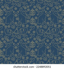 Seamless patterns. Beautiful flying birds. Textile background. Line graphics. 
