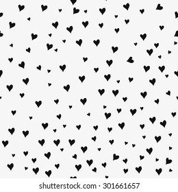 Seamless patterns with black hearts. Seamless background with hearts. Valentine's Day. Gift wrap, print, cloth, cute background for a card. Star sky.