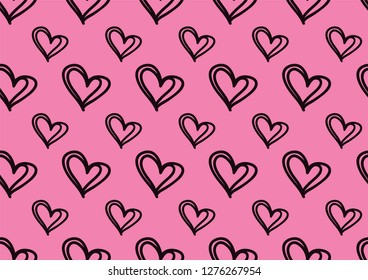 Seamless patterns with black hearts, Love background, heart shape vector, valentines day, texture, cloth, wedding wallpaper, textiles, scrapbook, gift wrapping paper, romance concept