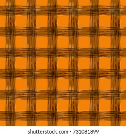 Seamless Patterns Black Line in Orange Background, Halloween Theme