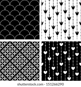 Seamless patterns black and white
