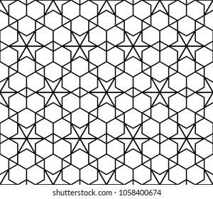 Seamless patterns in black and white in average and small thickness lines