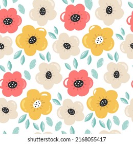 Nahtlose Muster mit Blumen und Blättern.
