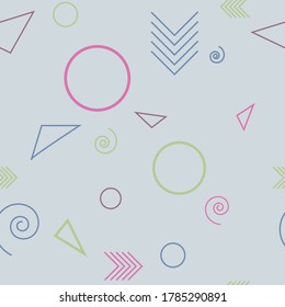 seamless patterns in blue colors with geometric elements