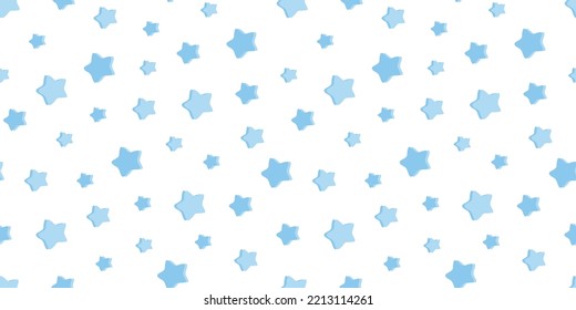 Seamless patterns with blue stars isolated on white. Hand drawn simple vector illustration. For gift wrap, print, fabric, textile, scrapbook paper, baby print.