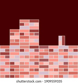 Seamless patterns. Brickwork. Items and construction details made of bricks. Can be used for social media, posters, email, print, ads designs.