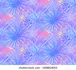 Seamless patterns with bright geometric mosaic drawing . Hand-drawn illustration. Vector.