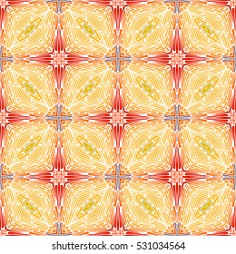 Seamless patterns with bright geometric mosaic drawing . Hand-drawn illustration. Vector