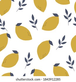 Seamless patterns. Bright vector lemons