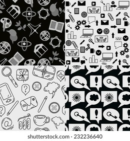 Seamless patterns with business and science icons