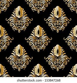 Seamless Patterns With Calligraphic Damask Ornament