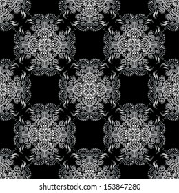 Seamless Patterns With Calligraphic Damask Ornament
