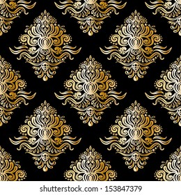 Seamless Patterns With Calligraphic Damask Ornament